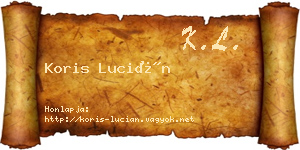 Koris Lucián névjegykártya